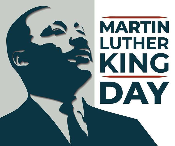An image with a depiction of Martin Luther King with the text "Martin Luther King Day"