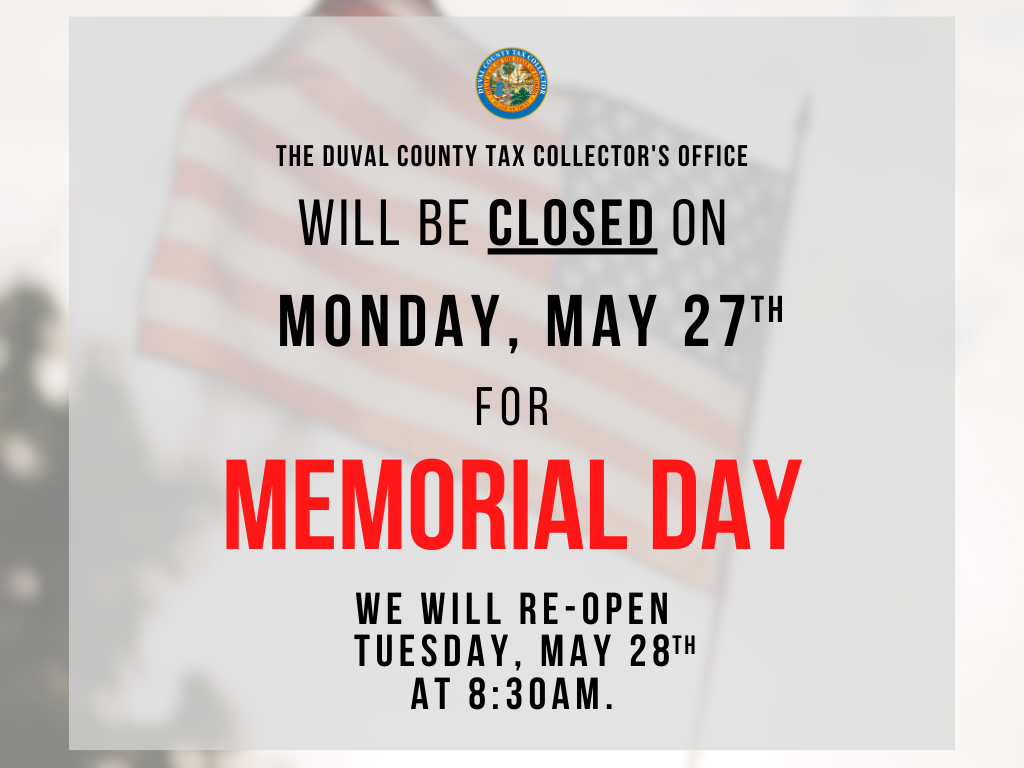 An image stating the closure for Memorial Day 2024 (May 27th).